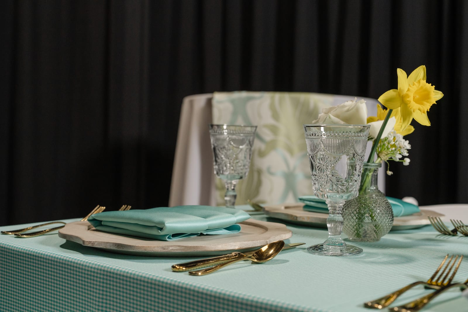 Aqua Mini Check at a Windy City Linen event