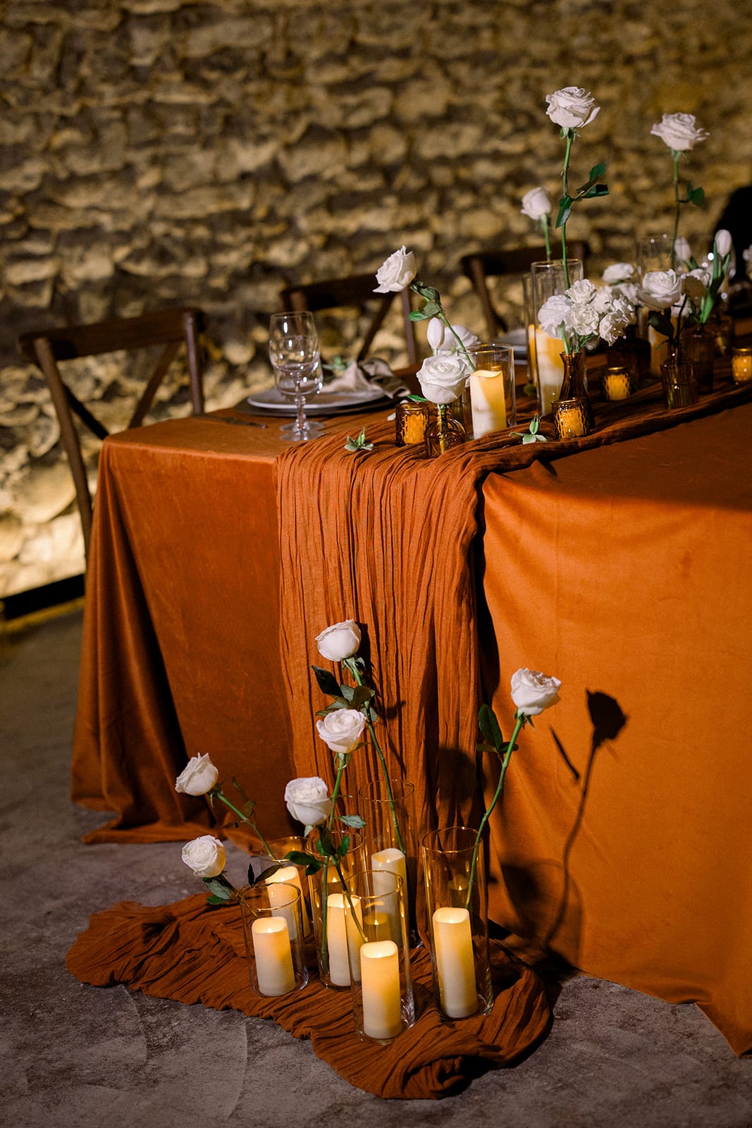 Velvet Spice and Terracotta Harmony Runner at a Windy City Linen event