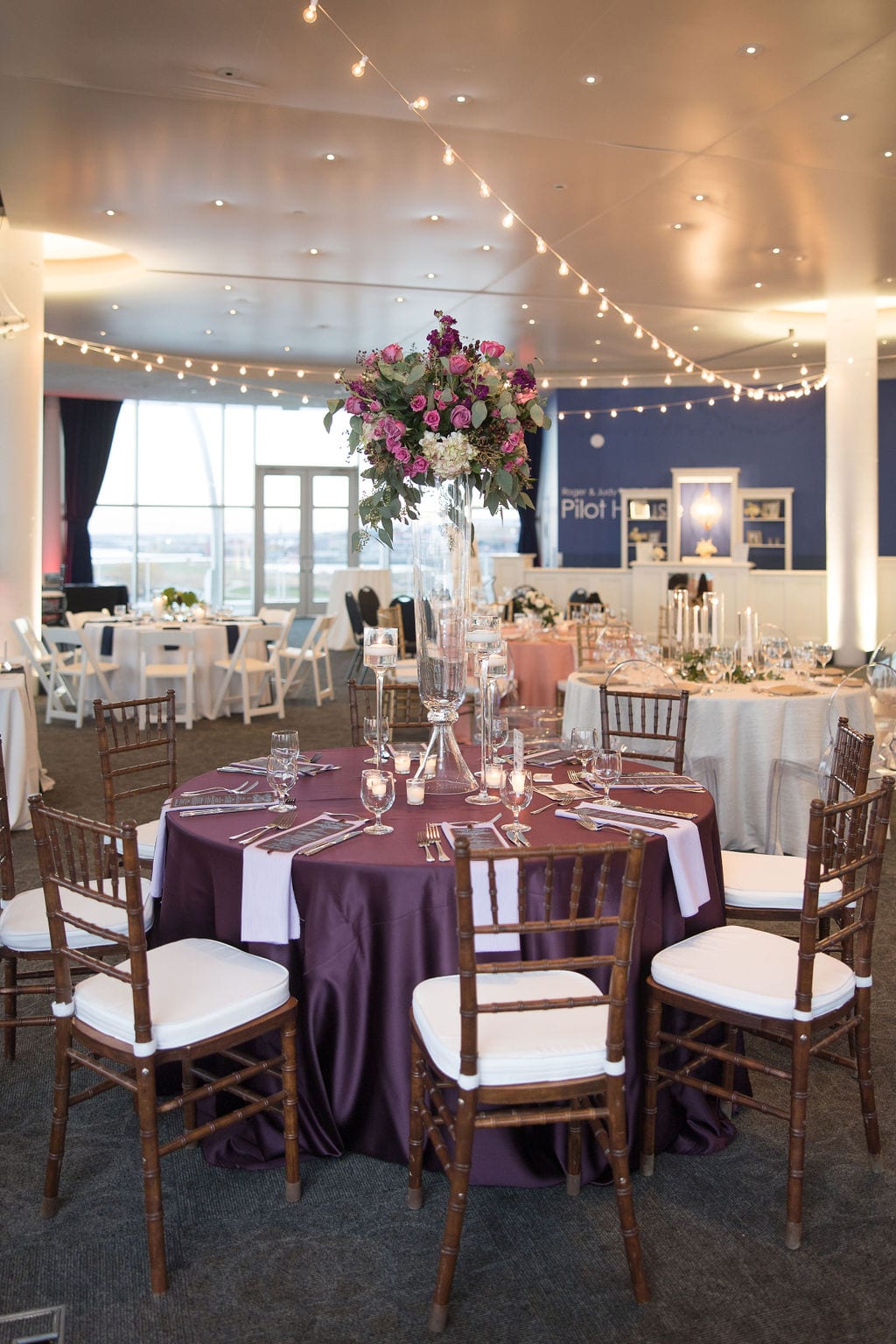 Shantung Plum table runner at a Windy City Linen event