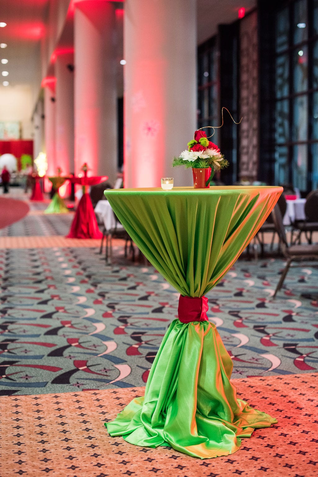 Matte Lamour Lime table runner at a Windy City Linen event