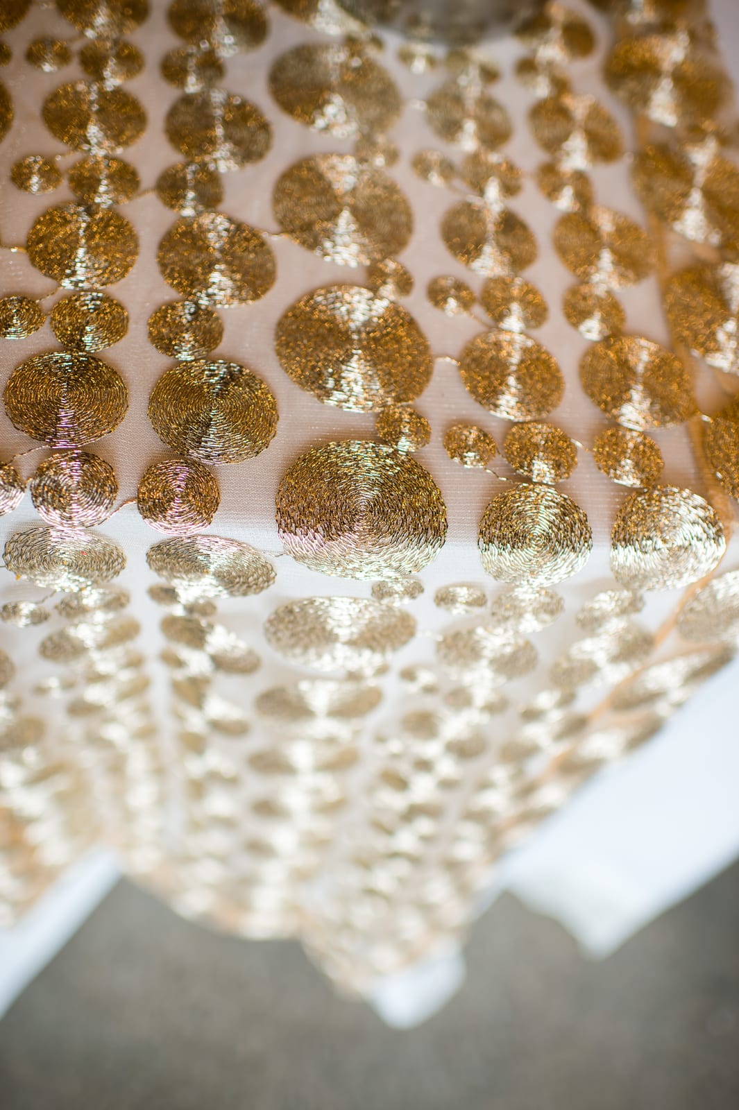 Concentric Gold tablecloth at a Windy City Linen event
