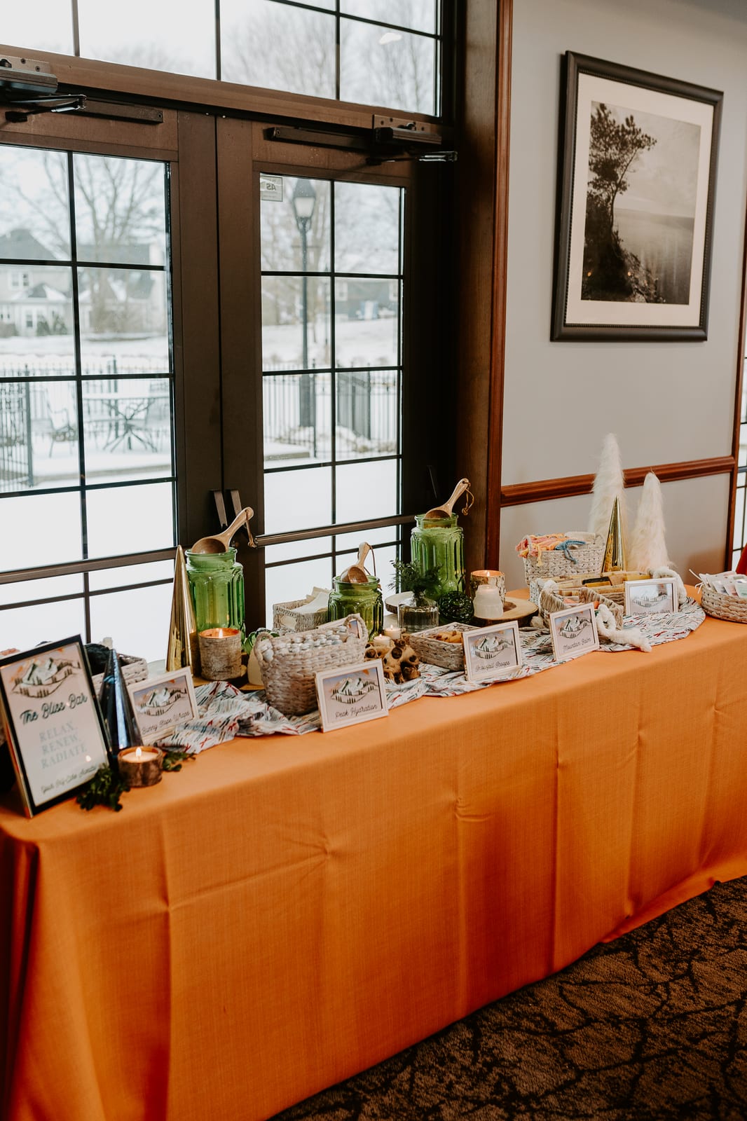 Shantung Tangerine table runner at a Windy City Linen event