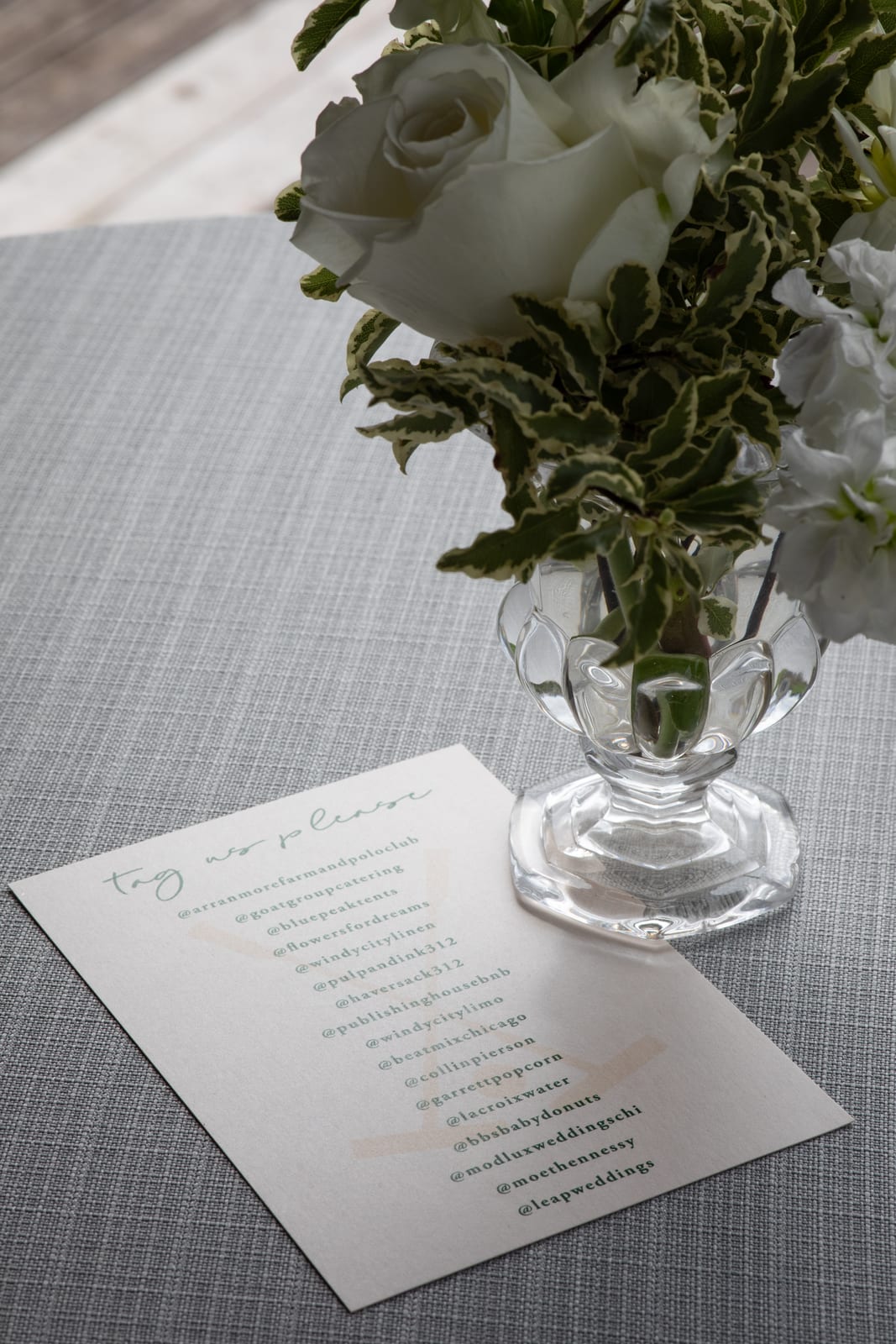 Jute Dove table runner at a Windy City Linen event