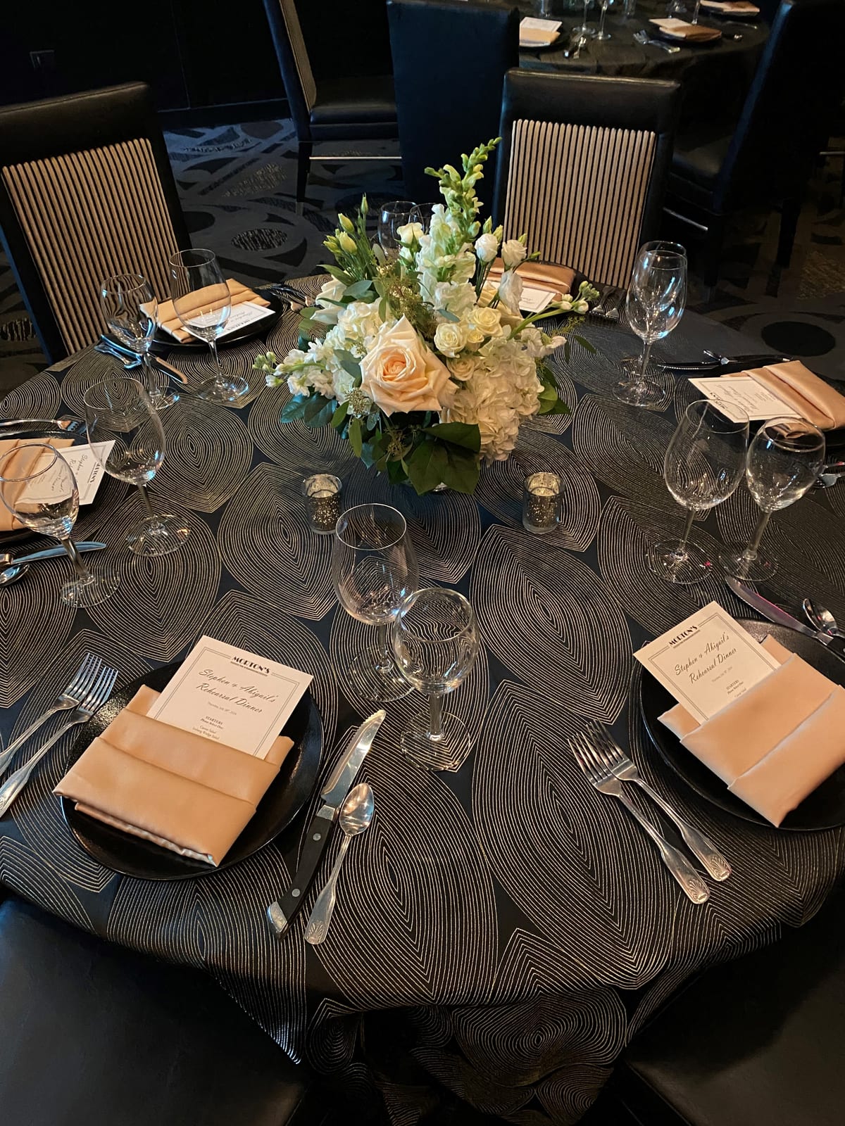 Echo Noir tablecloth at a Windy City Linen event