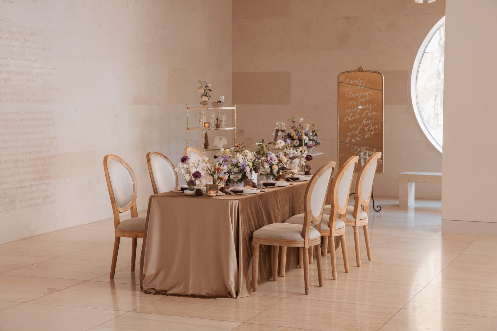 Champagne Gold Velvet at a Windy City Linen event