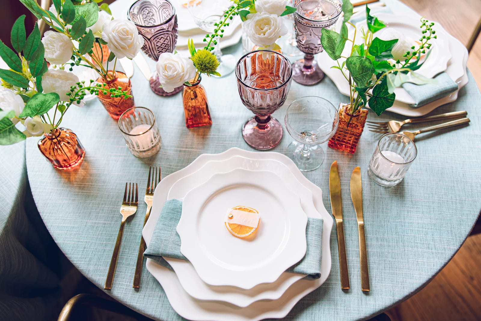 Mirage Hazel tablecloth at a Windy City Linen event