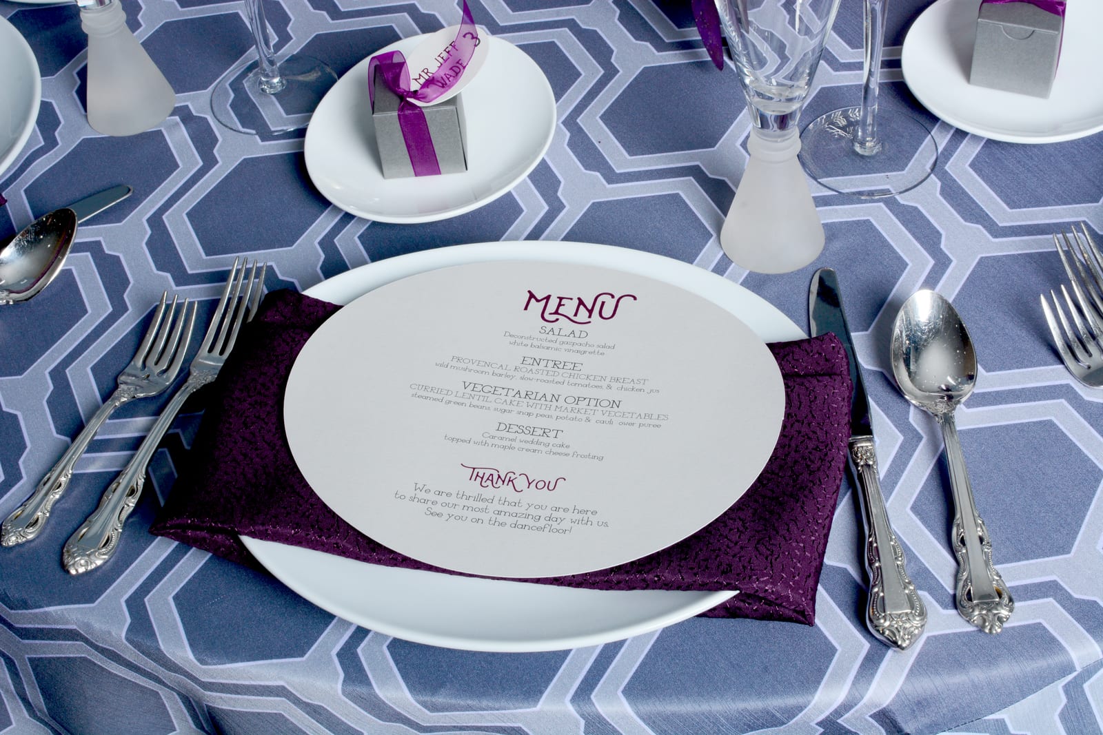 Hex tablecloth at a Windy City Linen event