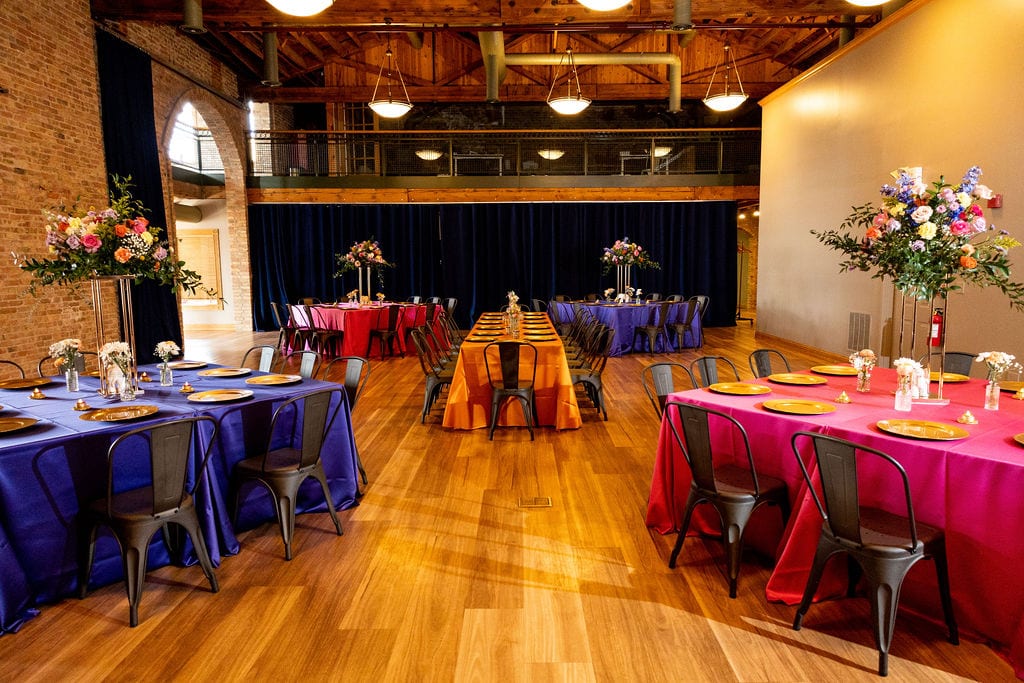 Hot Pink, Purple & Orange Lamour at a Windy City Linen event