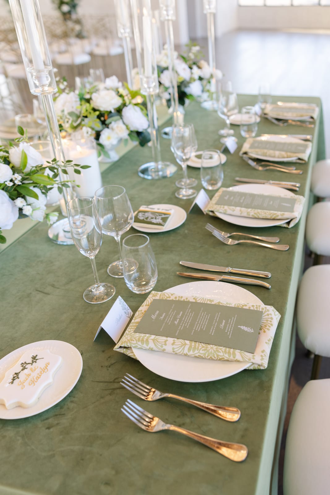Velvet Loden tablecloth at a Windy City Linen event