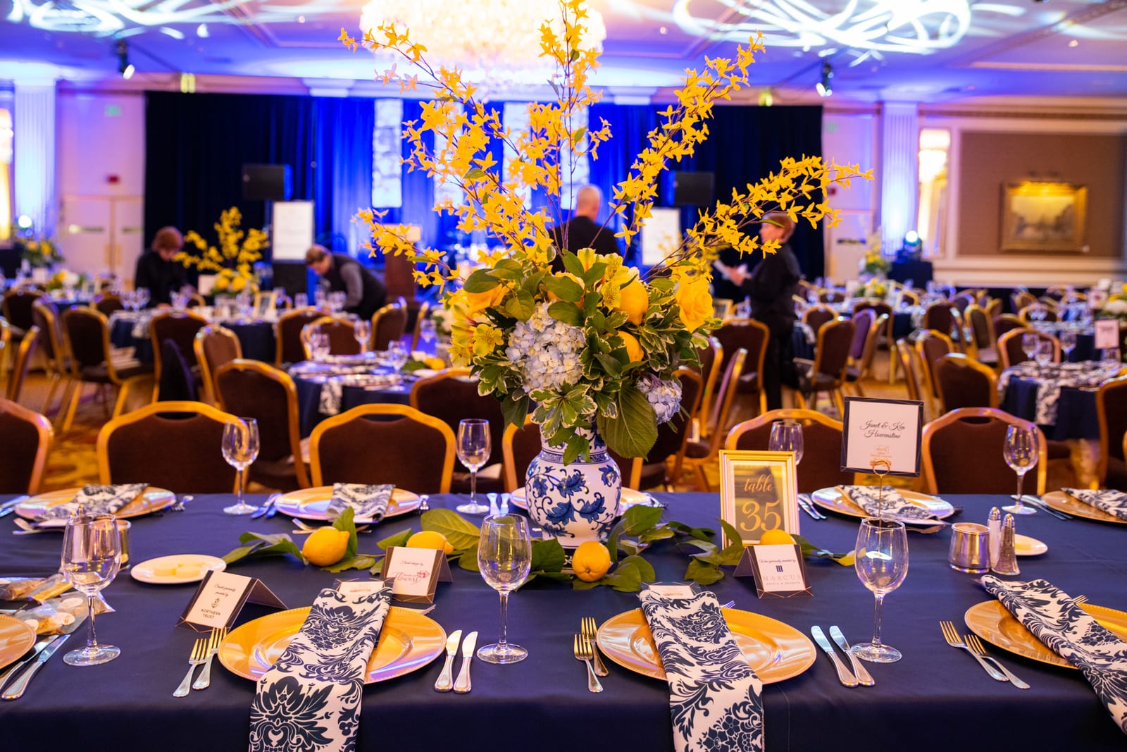 Classic Solid Navy and Mystic Napkin at a Windy City Linen event