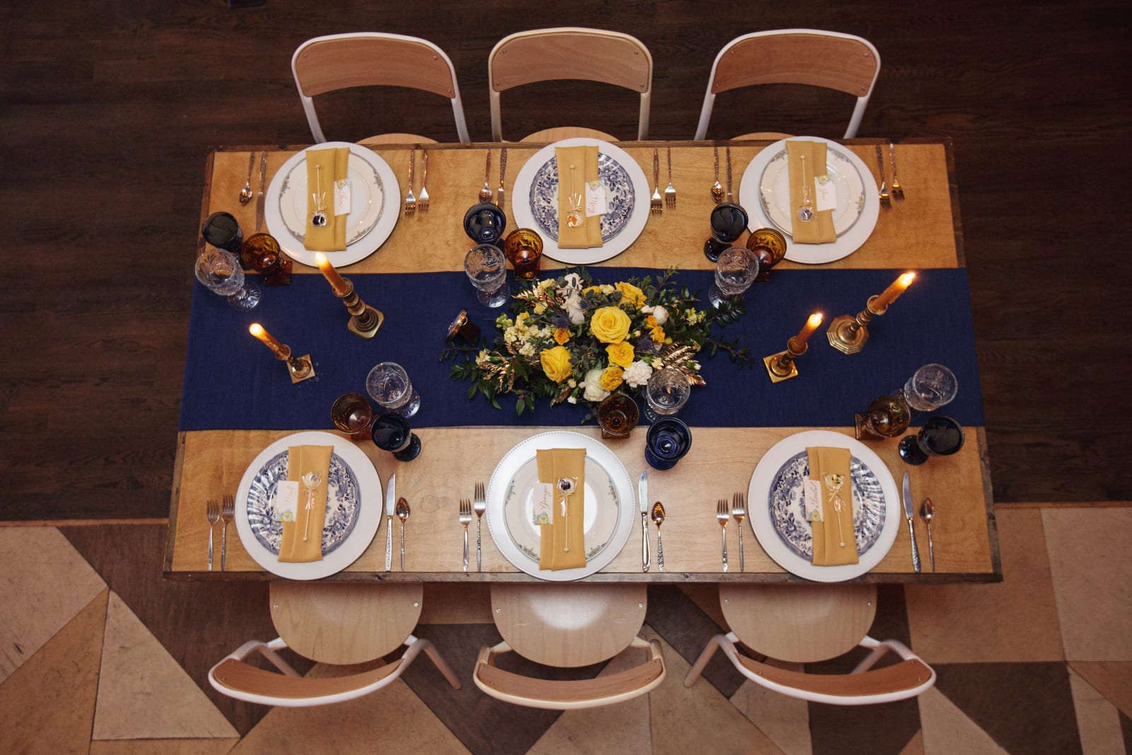 Classic Solid Navy tablecloth at a Windy City Linen event