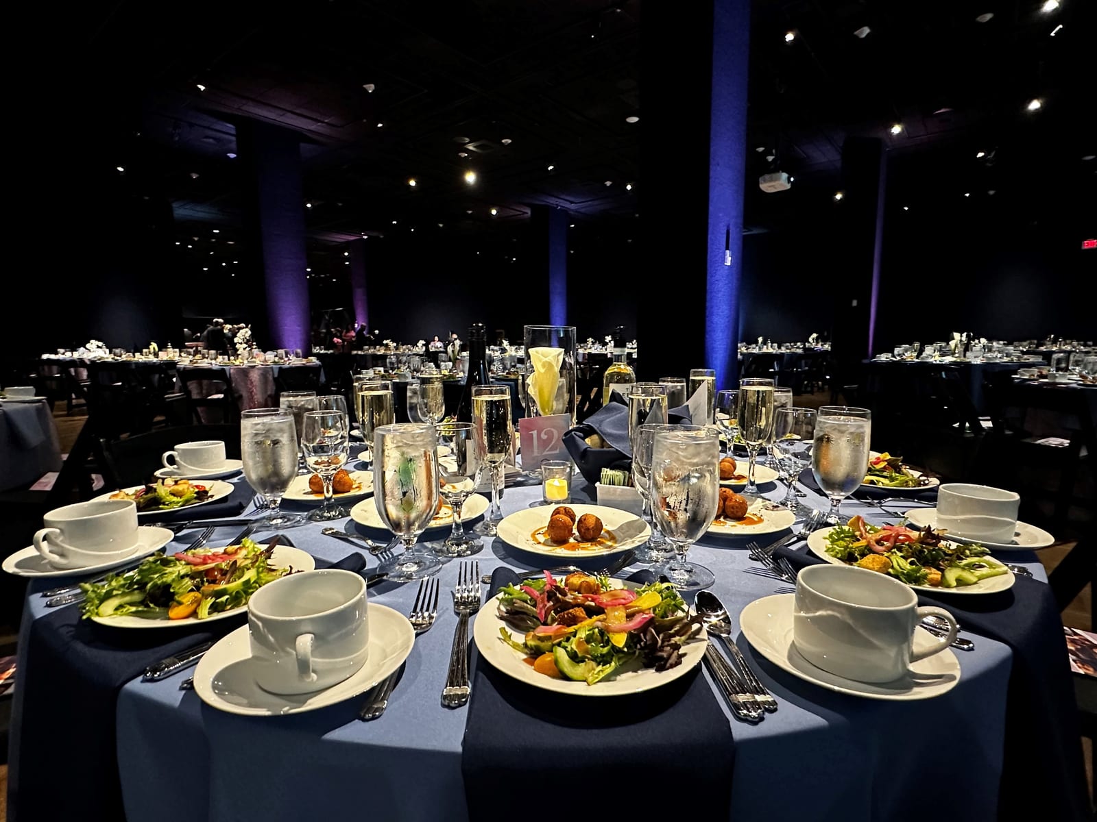 Classic Solid Navy tablecloth at a Windy City Linen event