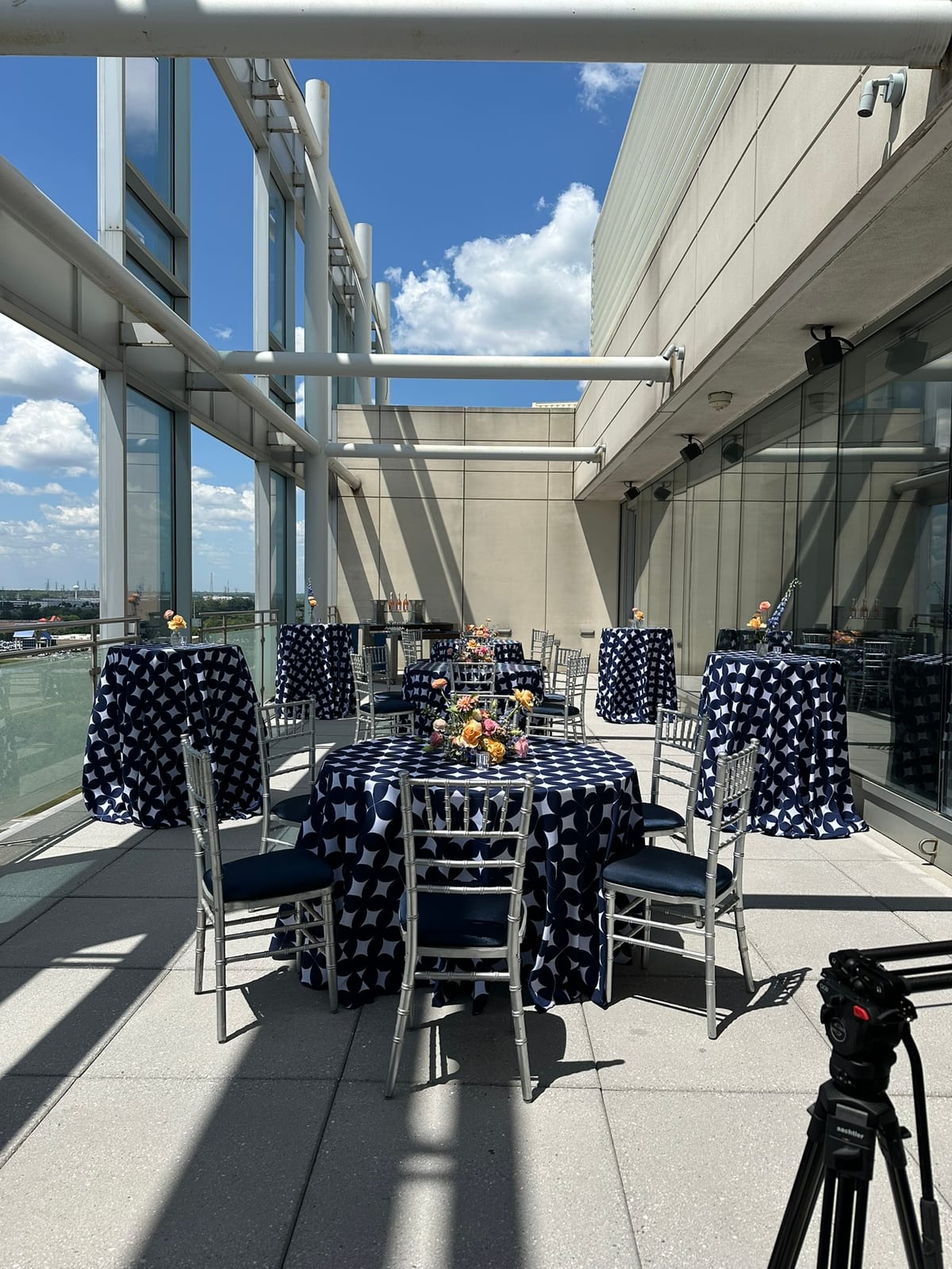 Halas Navy tablecloth at a Windy City Linen event