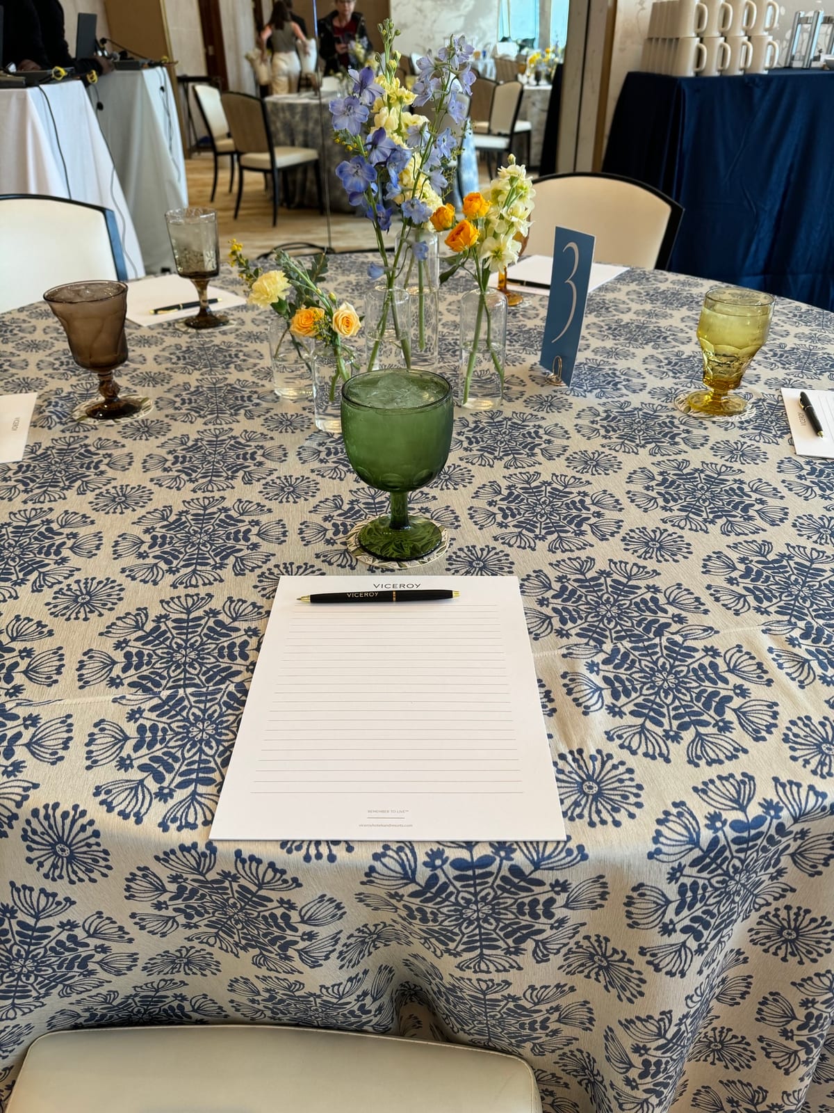 Helena Blue tablecloth at a Windy City Linen event