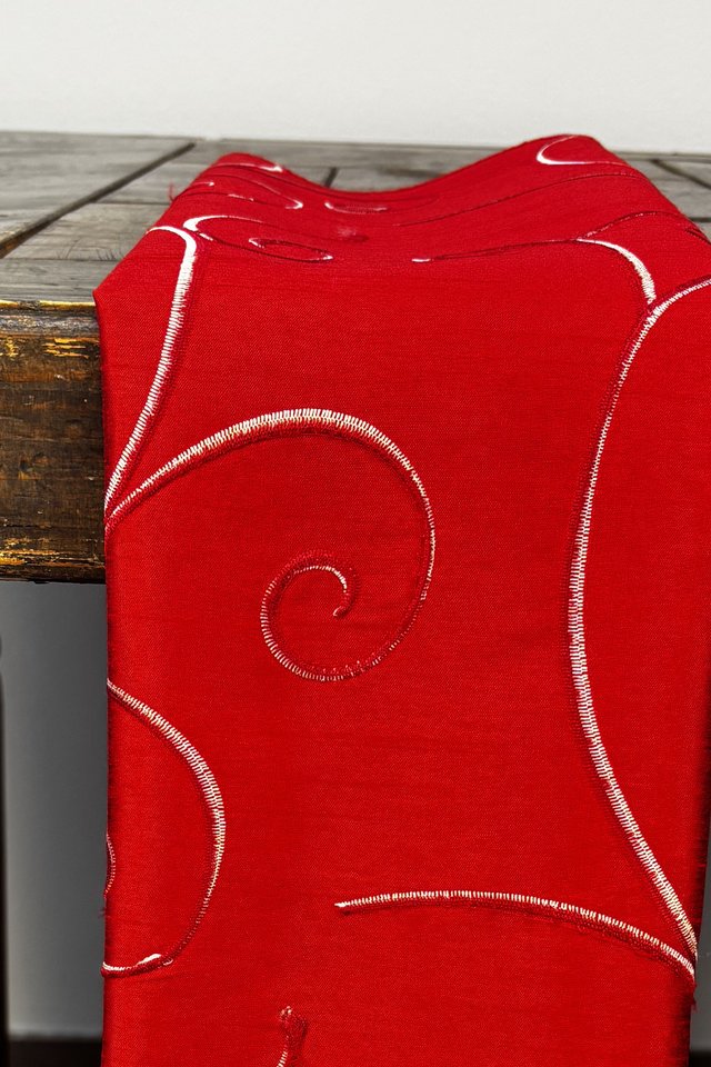 Specialty Red Shantung Swirl napkin