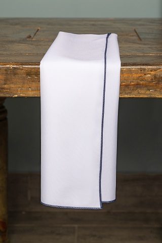 Specialty White with Navy Border napkin