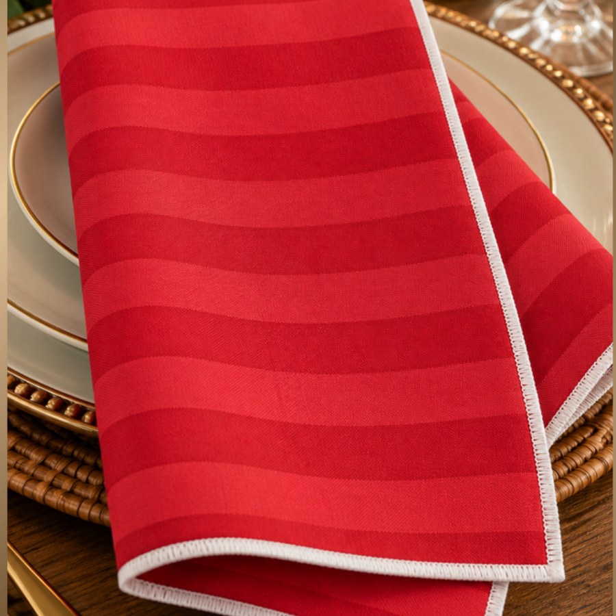 Imperial Stripe Red Imperial Stripe w/ White Border napkin